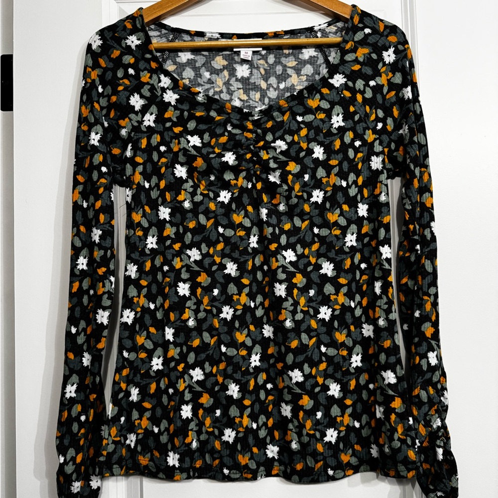 LuLaRoe Mia Green Floral Long Sleeve Top